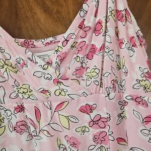 Ann Taylor LOFT Pink Floral Scoop Neck Dress